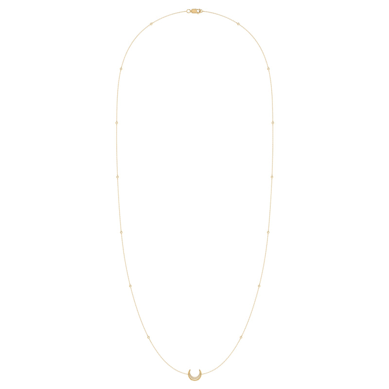 Midnight Crescent Layered Diamond Necklace in 14K Yellow Gold Vermeil on Sterling Silver