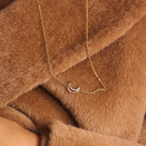 Midnight Crescent Layered Diamond Necklace in 14K Yellow Gold Vermeil on Sterling Silver