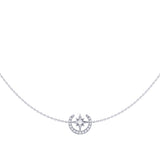 North Star Crescent Layered Diamond Necklace in Sterling Silver