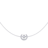 North Star Crescent Layered Diamond Necklace in 14K White Gold