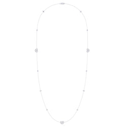 North Star Crescent Layered Diamond Necklace in 14K White Gold