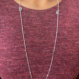 North Star Crescent Layered Diamond Necklace in 14K White Gold