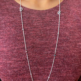 North Star Crescent Layered Diamond Necklace in Sterling Silver