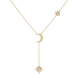 Crescent North Star Diamond Drop Necklace in 14K Gold Vermeil on Sterling Silver