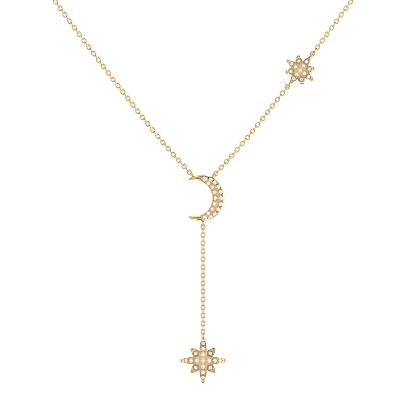 Crescent North Star Diamond Drop Necklace in 14K Gold Vermeil on Sterling Silver