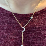 Crescent North Star Diamond Drop Necklace in 14K Gold Vermeil on Sterling Silver