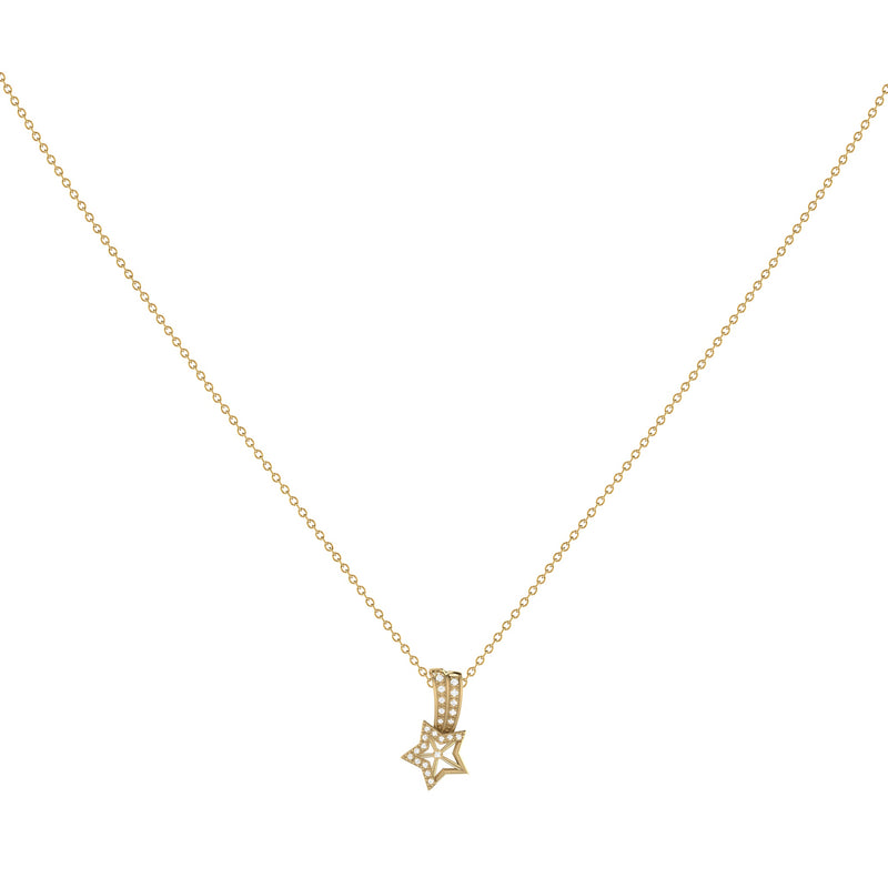Wishing Star Diamond Pendant Necklace in 14K Yellow Gold