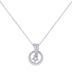 Stellar Eclipse Diamond Pendant Necklace in 14K White Gold