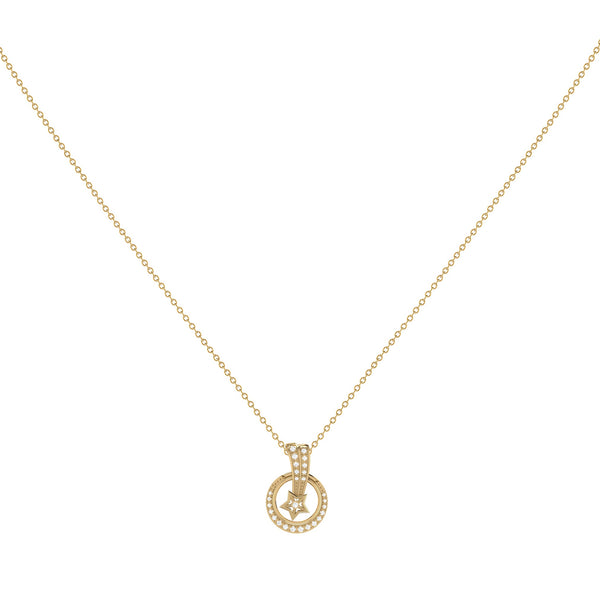 Stellar Eclipse Diamond Pendant Necklace in 14K Yellow Gold