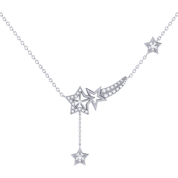 Starlight Diamond Drop Necklace in Sterling Silver