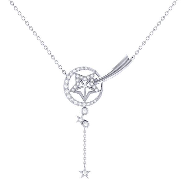 Stella Comet Diamond Drop Necklace in Sterling Silver