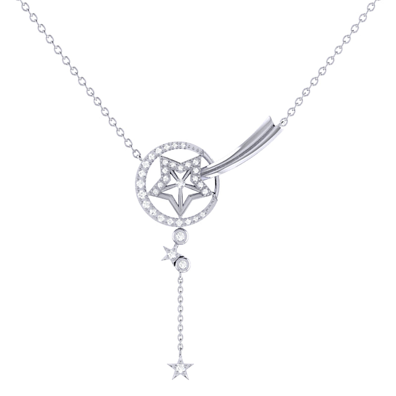 Stella Comet Diamond Drop Necklace in 14K White Gold