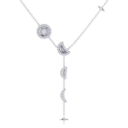 Moon Stages Diamond Y Necklace in 14K White Gold