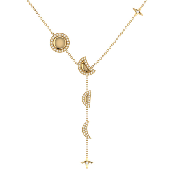 Moon Stages Diamond Y Necklace in 14K Yellow Gold Vermeil on Sterling Silver