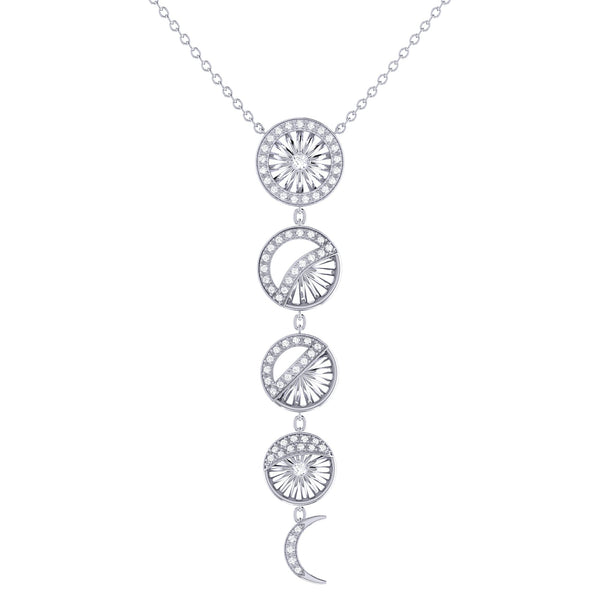 Moon Phases Diamond Necklace in 14K White Gold