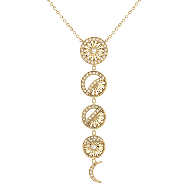Moon Phases Diamond Necklace in 14K Yellow Gold Vermeil on Sterling Silver