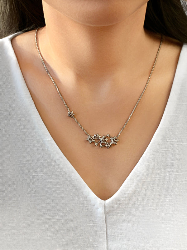 Starburst Constellation Diamond Necklace in Sterling Silver