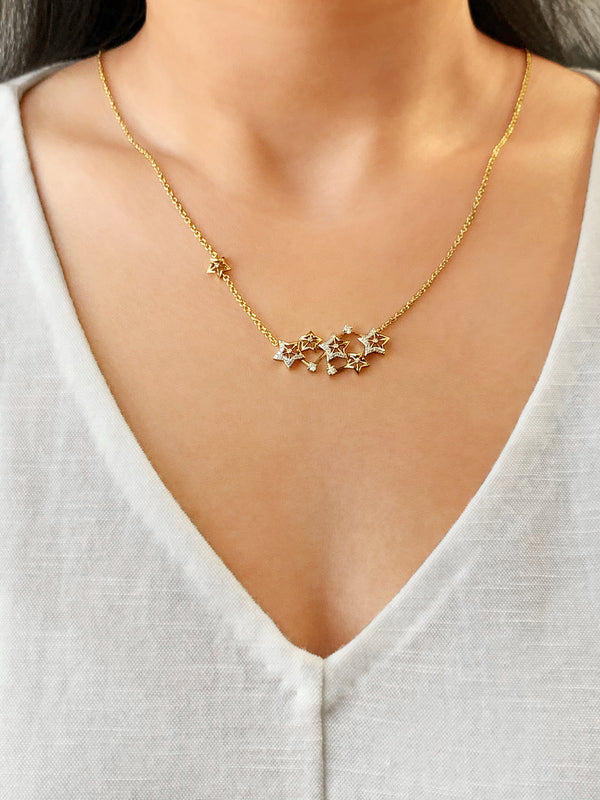 Starburst Constellation Diamond Necklace in 14K Yellow Gold Vermeil on Sterling Silver