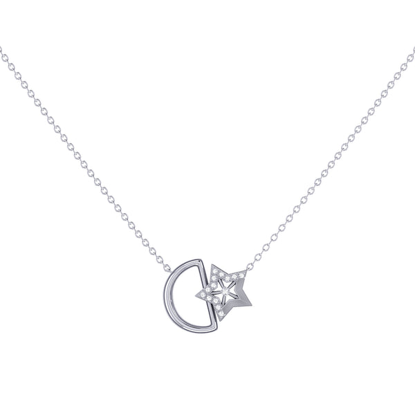 Starkissed Moon Diamond Necklace in Sterling Silver