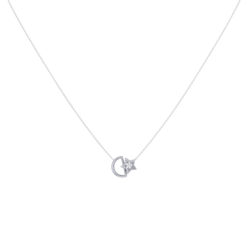 Starkissed Moon Diamond Necklace in 14K White Gold
