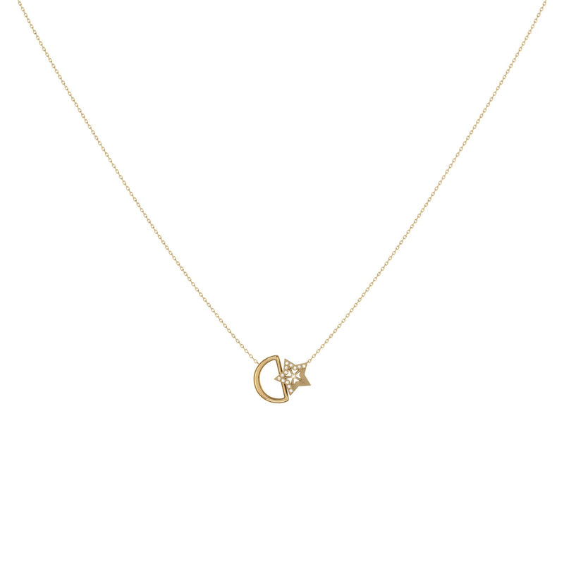 Starkissed Moon Diamond Necklace in 14K Yellow Gold