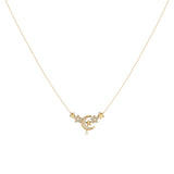Star Cluster Moon Crescent Diamond Necklace in 14K Yellow Gold Vermeil on Sterling Silver