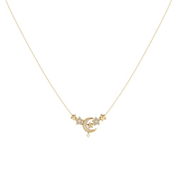 Star Cluster Moon Crescent Diamond Necklace in 14K Yellow Gold Vermeil on Sterling Silver