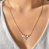 Star Cluster Moon Crescent Diamond Necklace in 14K Yellow Gold Vermeil on Sterling Silver