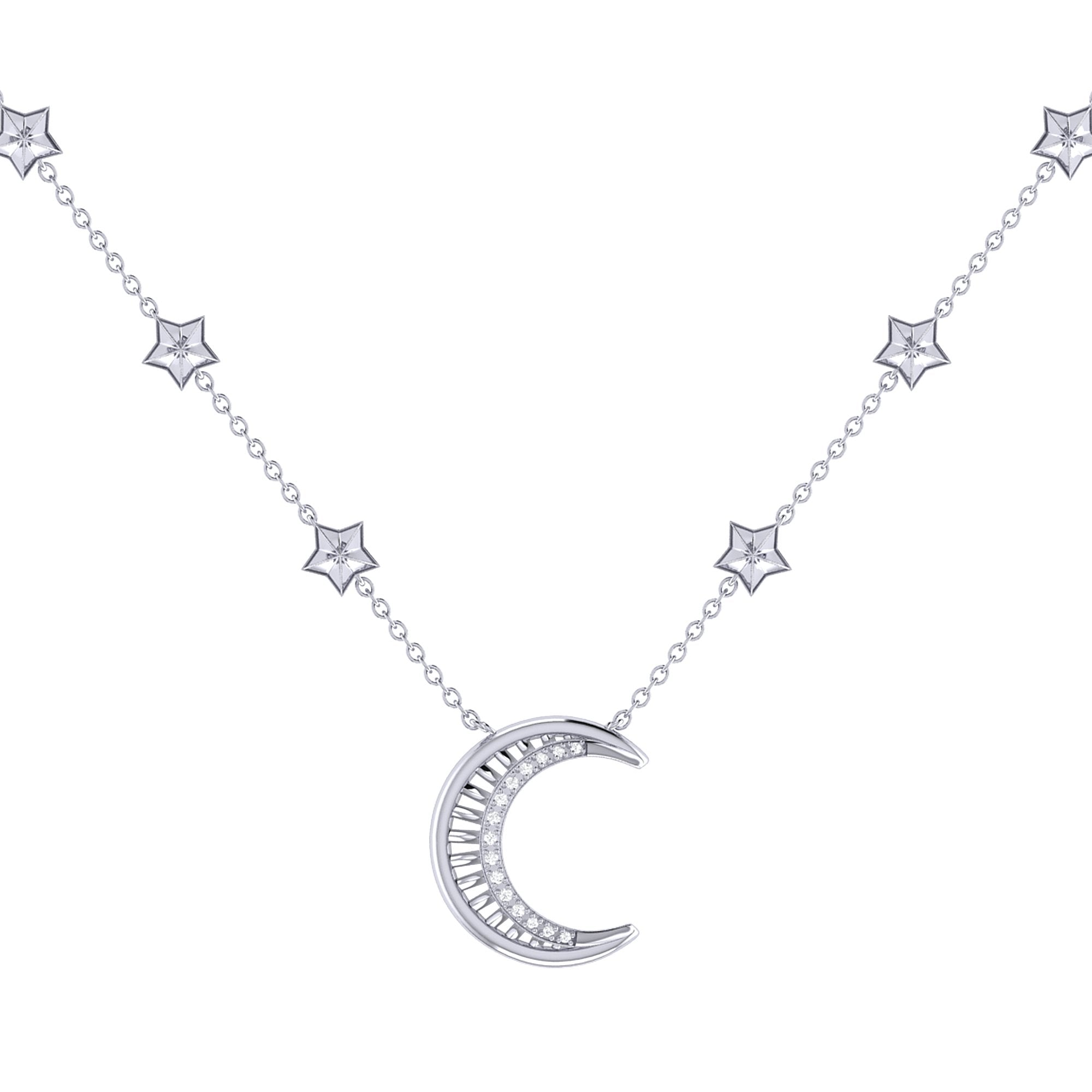 Starry Lane Moon Diamond Necklace in 14K White Gold – LuvMyJewelry