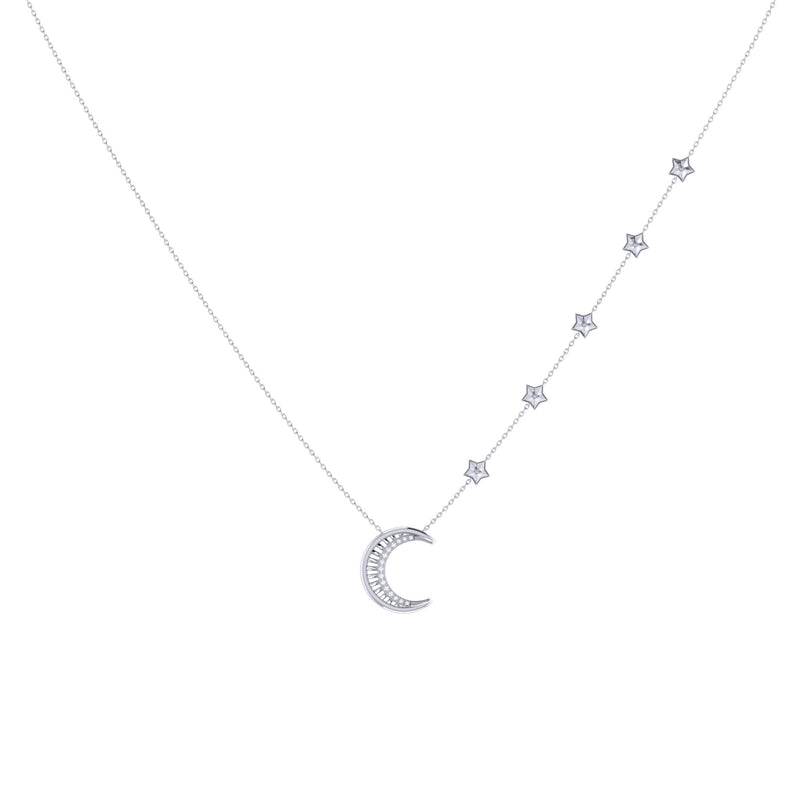 Starry Lane Moon Diamond Necklace in 14K White Gold