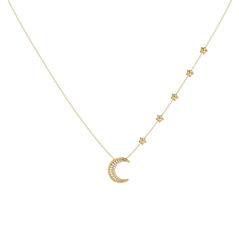 Starry Lane Moon Diamond Necklace in 14K Yellow Gold
