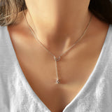 Shooting Star Moon Crescent Diamond Necklace in 14K White Gold