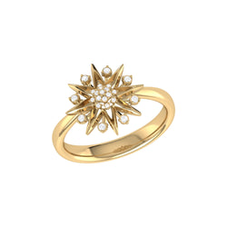 Supernova Star Diamond Ring in 14K Yellow Gold