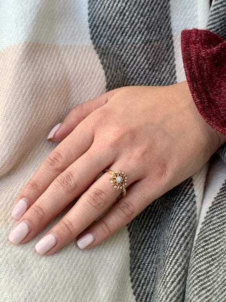 Supernova Star Diamond Ring in 14K Yellow Gold Vermeil on Sterling Sil ...