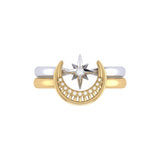 Nighttime Moon Star Lovers Two-Tone Detachable Diamond Ring in 14K Yellow Gold Vermeil on Sterling Silver
