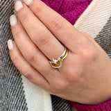 Nighttime Moon Star Lovers Two-Tone Detachable Diamond Ring in 14K Yellow Gold Vermeil on Sterling Silver