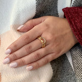 Nighttime Moon Star Lovers Detachable Diamond Ring in 14K Yellow Gold Vermeil on Sterling Silver