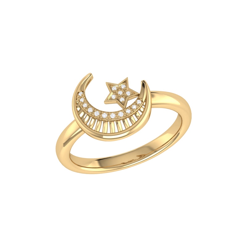 Starkissed Crescent Diamond Ring in 14K Yellow Gold Vermeil on Sterling Silver