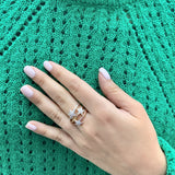 Tri-Color Dazzling Star Detachable Diamond Ring in 14K Gold & Rose Gold Vermeil on Sterling Silver