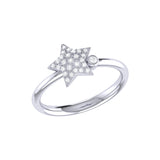 Dazzling Star Bezel Diamond Ring in Sterling Silver