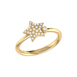 Dazzling Star Bezel Diamond Ring in 14K Yellow Gold
