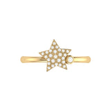 Dazzling Star Bezel Diamond Ring in 14K Yellow Gold