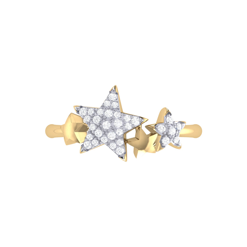 Dazzling Star Cluster Diamond Ring in 14K Yellow Gold Vermeil on Sterling Silver