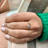 Dazzling Star Cluster Diamond Ring in 14K Yellow Gold Vermeil on Sterling Silver