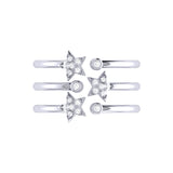 Dazzling Star Bezel Trio Diamond Ring in Sterling Silver