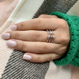 Dazzling Star Bezel Trio Diamond Ring in Sterling Silver