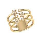 Dazzling Star Bezel Trio Diamond Ring in 14K Yellow Gold
