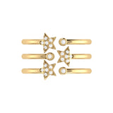 Dazzling Star Bezel Trio Diamond Ring in 14K Yellow Gold