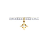 Little North Star Diamond Charm Ring in 14K Yellow Gold Vermeil on Sterling Silver
