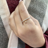 Little North Star Diamond Charm Ring in 14K Yellow Gold Vermeil on Sterling Silver